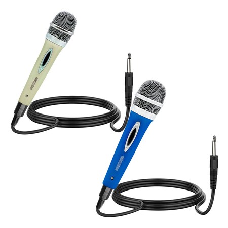 5 Core 5 Core Handheld Microphone 2Pack for Karaoke Singing - Dynamic Cardioid Unidirectional Vocal XLR Mic (PM286WH+BLU)2PK